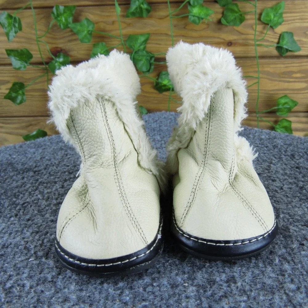 Jack & Lily Infant Girls Cream Leather Faux Fur Booties 6-12‎ Months